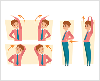 장시간 컴퓨터, 스마트폰 사용시 스트레칭으로 목과 어깨근육을 풀어줍니다.